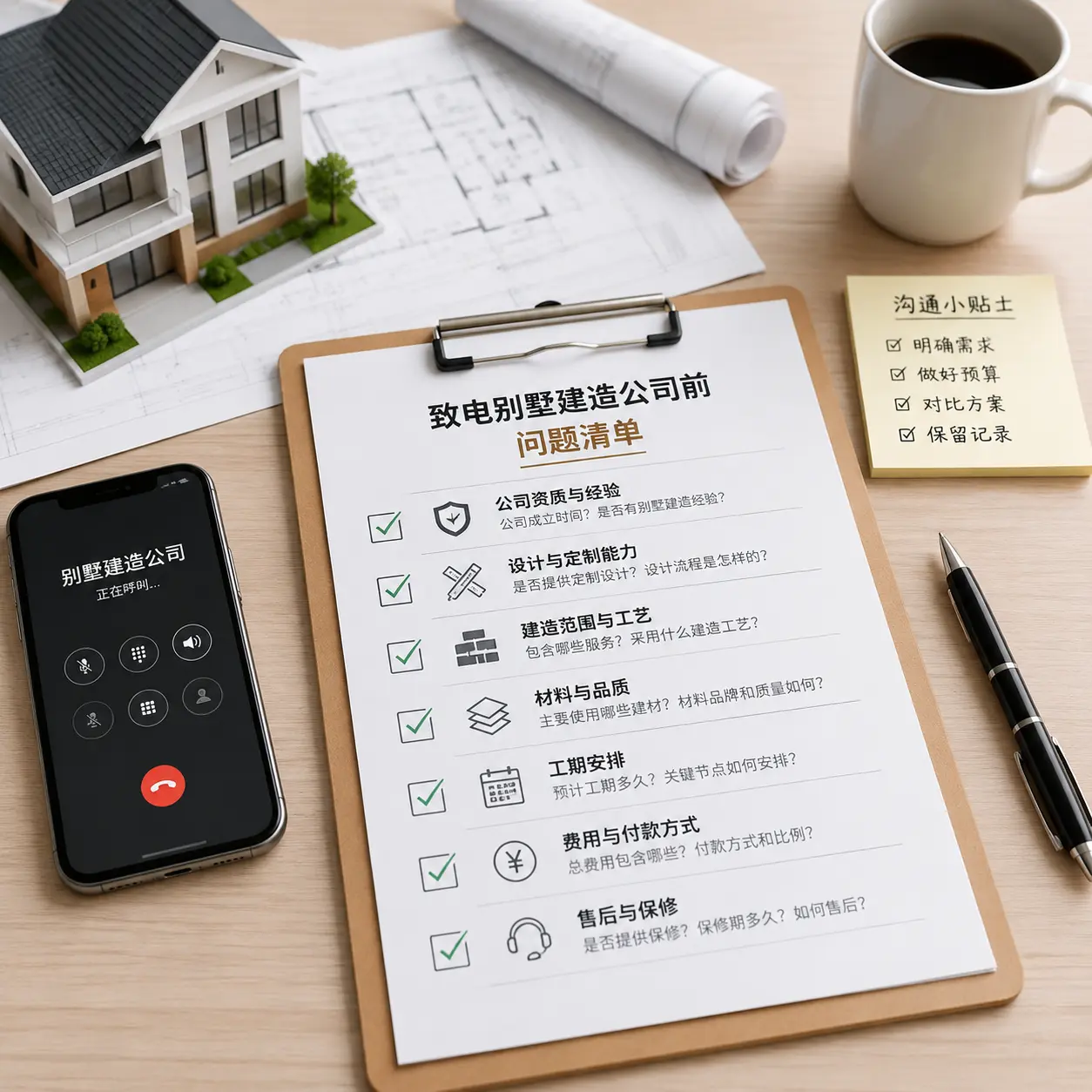在务川拨打别墅建造公司电话前的准备工作